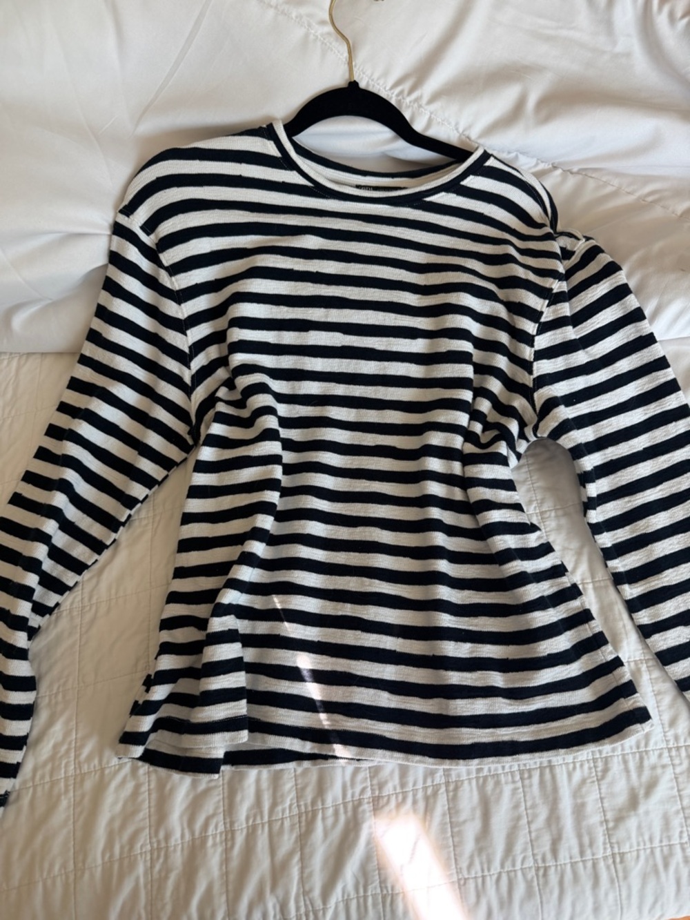 Zara Black & White Striped Long Sleeve Top